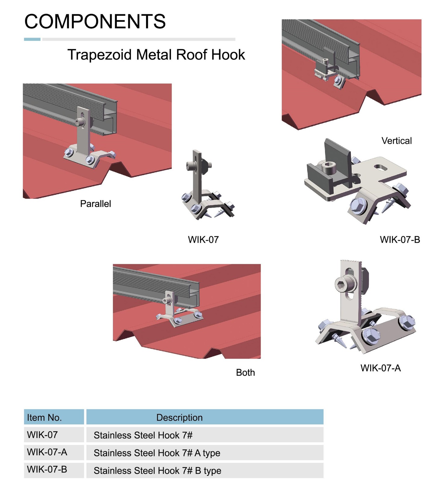 Metal rooftop solar panel hook fixture